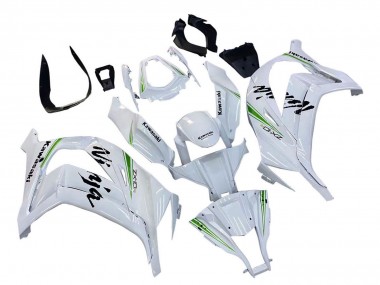 Wholesale 2011-2015 Kawasaki ZX10R Motorcycle Fairings - White Green Stripe Black Ninja