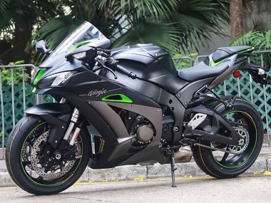 Wholesale 2011-2015 Kawasaki ZX10R Motorcycle Fairings - Matte Black Green White Honeycomb