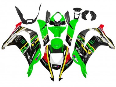 Wholesale 2016-2020 Kawasaki ZX10R Motorcycle Fairings - Green Yellow Red Black Elf Monster