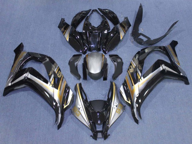 2016-2020 Kawasaki ZX10R Motorcycle Fairings - Glossy Black Silver Gold 93