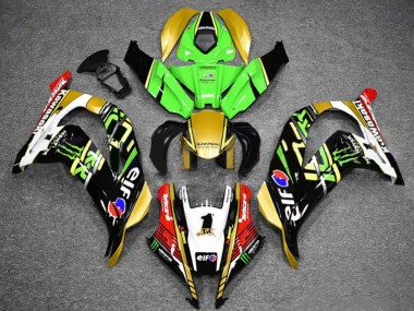 Wholesale 2016-2020 Kawasaki ZX10R Motorcycle Fairings - Green Gold White Red Black Elf Monster