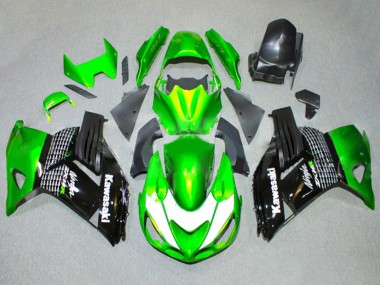 Wholesale 2006-2011 Kawasaki ZX14R ZZR1400 Motorcycle Fairings - Green White Glossy Black