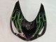 2006-2011 Kawasaki ZX14R ZZR1400 Motorcycle Fairing - Glossy Black Green Flame