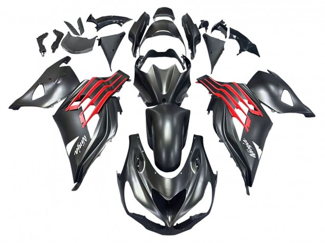 2012-2024 Kawasaki ZX14R ZZR1400 Motorcycle Fairings - Matte Black Red White Ninja