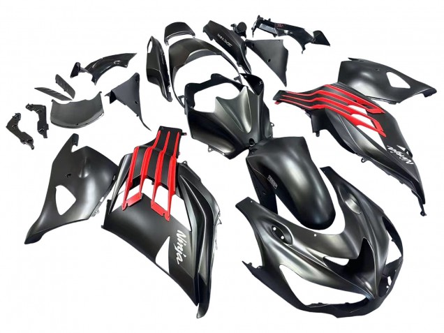 2012-2024 Kawasaki ZX14R ZZR1400 Motorcycle Fairings - Matte Black Red White Ninja