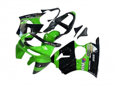 Wholesale 1998-1999 Kawasaki ZX6R Motorcycle Fairings - Green Glossy Black Elf Bridgestone