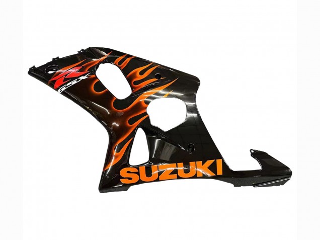 2000-2002 Suzuki GSXR1000 Motorcycle Fairings - Glossy Black Orange Flame