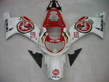Wholesale 2000-2002 Suzuki GSXR1000 Motorcycle Fairings - White Red Lucky Strike