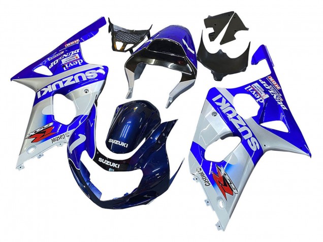 2000-2002 Suzuki GSXR1000 Motorcycle Fairings - Blue White Silver Castrol Dunlop