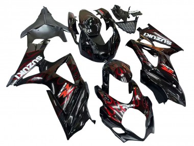 Wholesale 2007-2008 Suzuki GSXR 1000 Motorcycle Fairings - Black Red Flame