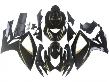 Wholesale 2006-2007 Suzuki GSXR 600 / GSXR 750 Motorcycle Fairings - Glossy Black Gold Stripe