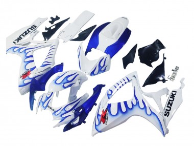 Wholesale 2006-2007 Suzuki GSXR 600 / GSXR 750 Motorcycle Fairings - White Blue Flame