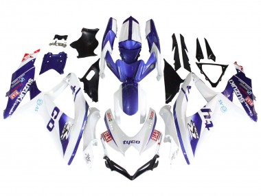 Wholesale 2008-2010 Suzuki GSXR 600 / GSXR 750 Motorcycle Fairings - White Blue Black Tyco