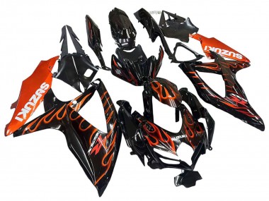 Wholesale 2008-2010 Suzuki GSXR 600 / GSXR 750 Motorcycle Fairings - Glossy Black Orange Flame