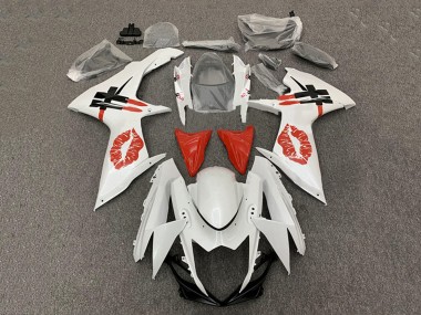 Wholesale 2008-2010 Suzuki GSXR 600 / GSXR 750 Motorcycle Fairings - White Red Lipstick