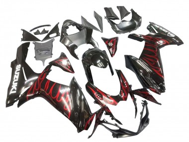 Wholesale 2011-2024 Suzuki GSXR 600 / GSXR 750 Motorcycle Fairings - Glossy Black Red Flame