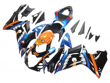 Wholesale 2011-2024 Suzuki GSXR 600 / GSXR 750 Motorcycle Fairings - Light Blue Orange Black White Shark 46