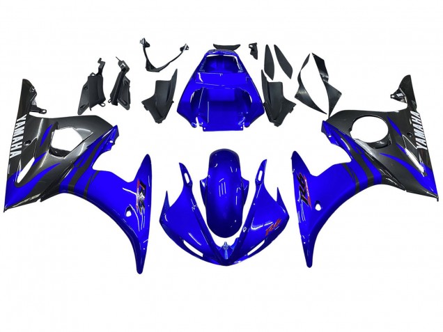 2003-2004 Yamaha YZF R6 Motorcycle Fairings - Blue Glossy Black