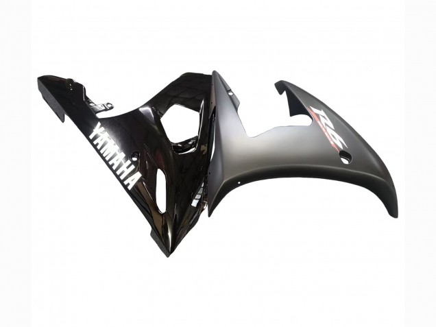 2003-2004 Yamaha YZF R6 Motorcycle Fairings - Glossy Black Matte Black White Decals