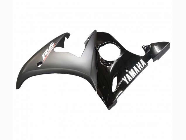 2003-2004 Yamaha YZF R6 Motorcycle Fairings - Glossy Black Matte Black White Decals
