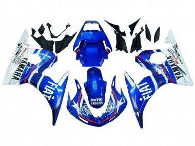 Wholesale 2006-2009 Yamaha YZF R6S Motorcycle Fairings - White Blue Fiat Motul Kastinee