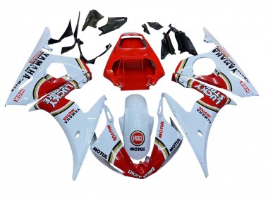 Wholesale 2006-2009 Yamaha YZF R6S Motorcycle Fairings - White Red Lucky Strike Motul