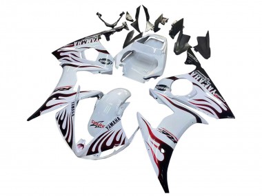 Wholesale 2006-2009 Yamaha YZF R6S Motorcycle Fairings - White with Dark Black Flame