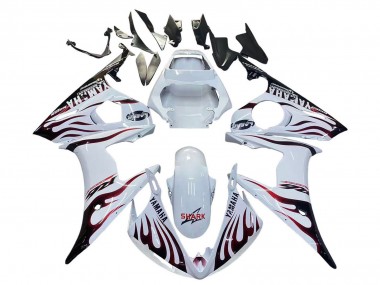 Wholesale 2006-2009 Yamaha YZF R6S Motorcycle Fairings - White with Dark Black Flame