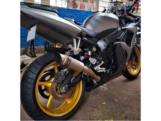 2003-2004 Yamaha YZF R6 Motorcycle Fairings - Matte Grey Matte Black Gold Decals