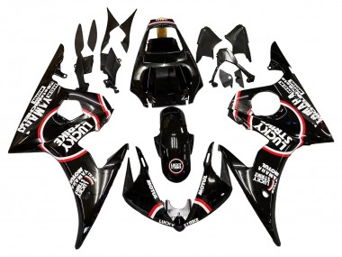 Wholesale 2006-2009 Yamaha YZF R6S Motorcycle Fairings - Glossy Black Red White Lucky Strike Motul
