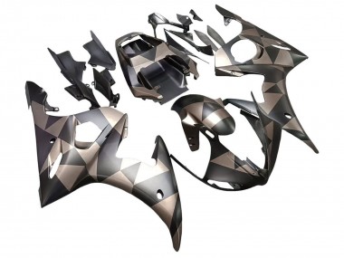 Wholesale 2003-2004 Yamaha YZF R6 Motorcycle Fairings - Grey Matte Black Geometric