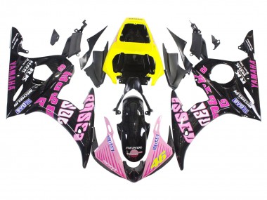 Wholesale 2006-2009 Yamaha YZF R6S Motorcycle Fairings - Yellow Pink Glossy Black Rossi Repsol 46