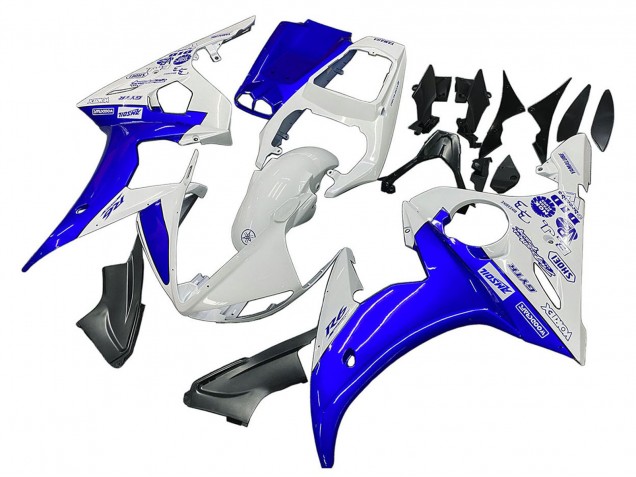 2003-2004 Yamaha YZF R6 Motorcycle Fairings - White Blue GYTR