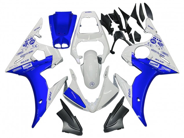 2003-2004 Yamaha YZF R6 Motorcycle Fairings - White Blue GYTR