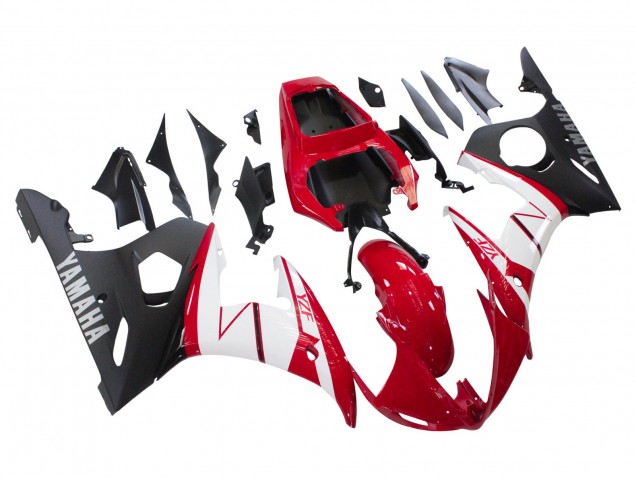 2003-2004 Yamaha YZF R6 Motorcycle Fairings - Red White Matte Black