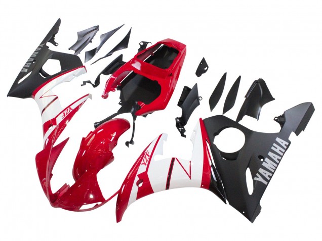 2003-2004 Yamaha YZF R6 Motorcycle Fairings - Red White Matte Black