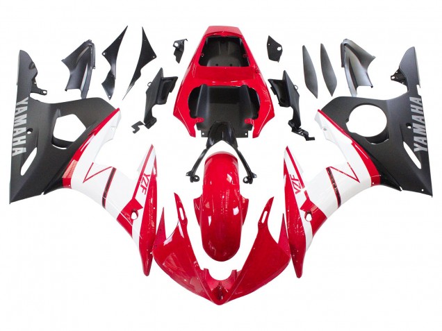 2003-2004 Yamaha YZF R6 Motorcycle Fairings - Red White Matte Black