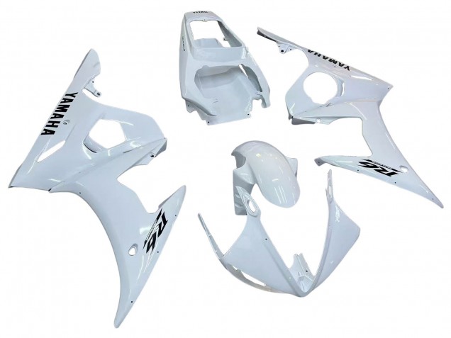 2003-2004 Yamaha YZF R6 Motorcycle Fairings - White Black Decals