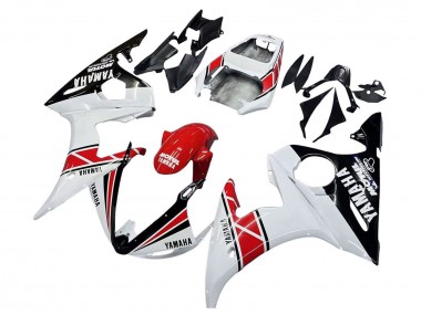 Wholesale 2003-2004 Yamaha YZF R6 Motorcycle Fairings - White Red Glossy Black Motul