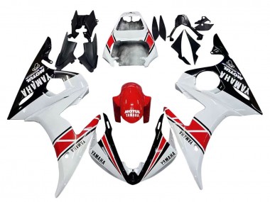 Wholesale 2006-2009 Yamaha YZF R6S Motorcycle Fairings - White Red Glossy Black Motul