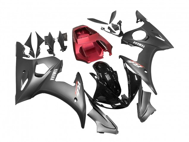 2003-2004 Yamaha YZF R6 Motorcycle Fairings - Red Glossy Black Matte Black