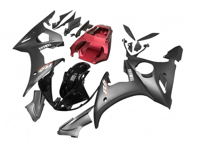 2003-2004 Yamaha YZF R6 Motorcycle Fairings - Red Glossy Black Matte Black