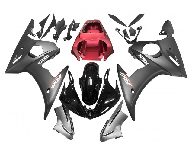 2003-2004 Yamaha YZF R6 Motorcycle Fairings - Red Glossy Black Matte Black