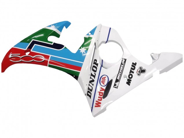 2005 Yamaha YZF 600 R6 Motorcycle Fairings - Light Blue White Green Red Kastinee Dunlop Motul