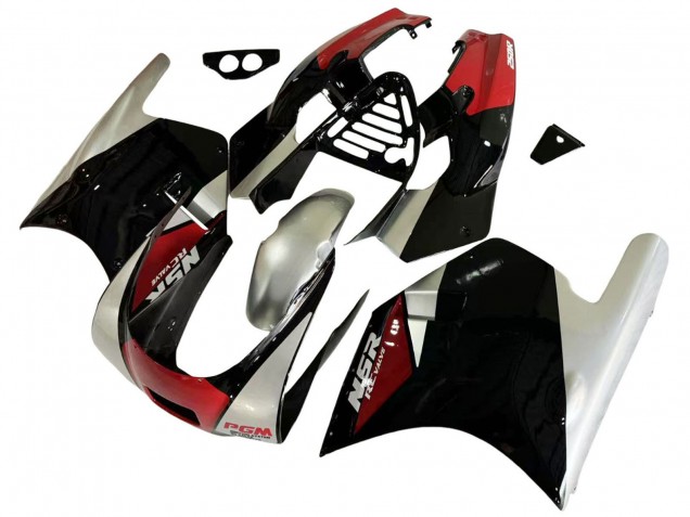 1988-1989 Honda NSR250R Motorcycle Fairings - Silver Red Glossy Black