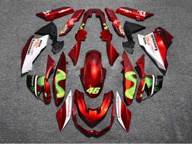 2010-2013 Kawasaki Z1000 Motorcycle Fairings - Red White Green Monster 46