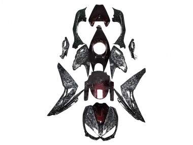 Wholesale 2014-2019 Kawasaki Z1000 Motorcycle Fairings - Black Red Forged Carbon Fiber
