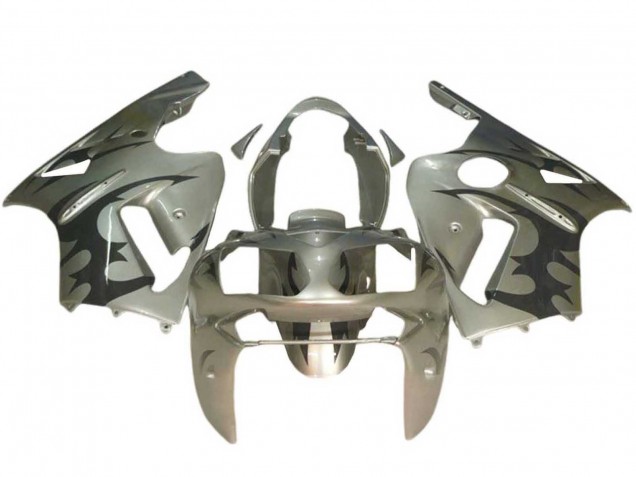 2002-2006 Kawasaki ZX12R Motorcycle Fairings - Silver Black
