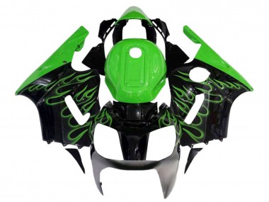 Wholesale 2002-2006 Kawasaki ZX12R Motorcycle Fairings - Glossy Black Green Flame