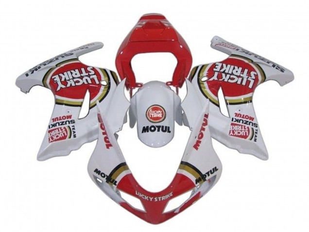 2003-2013 Suzuki SV650 Motorcycle Fairings - White Red Lucky Strike